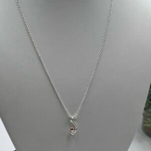 Kohl's Fine Silver Plated S Initial Rose Gold Heart Accent Necklace New